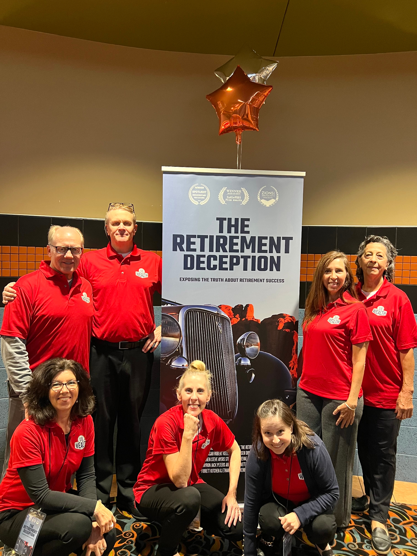 The V8 Wealth Management team gathered at a screening of The Retirement Deception documentary