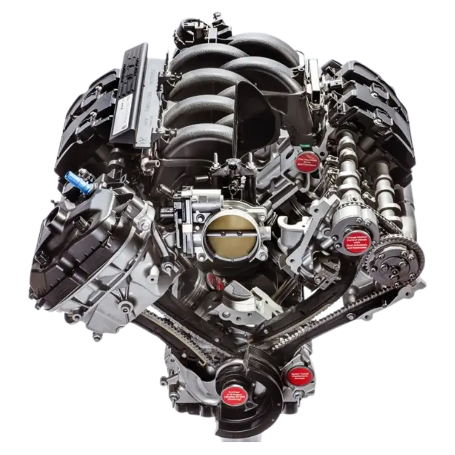 Cartoon V8 engine illustration